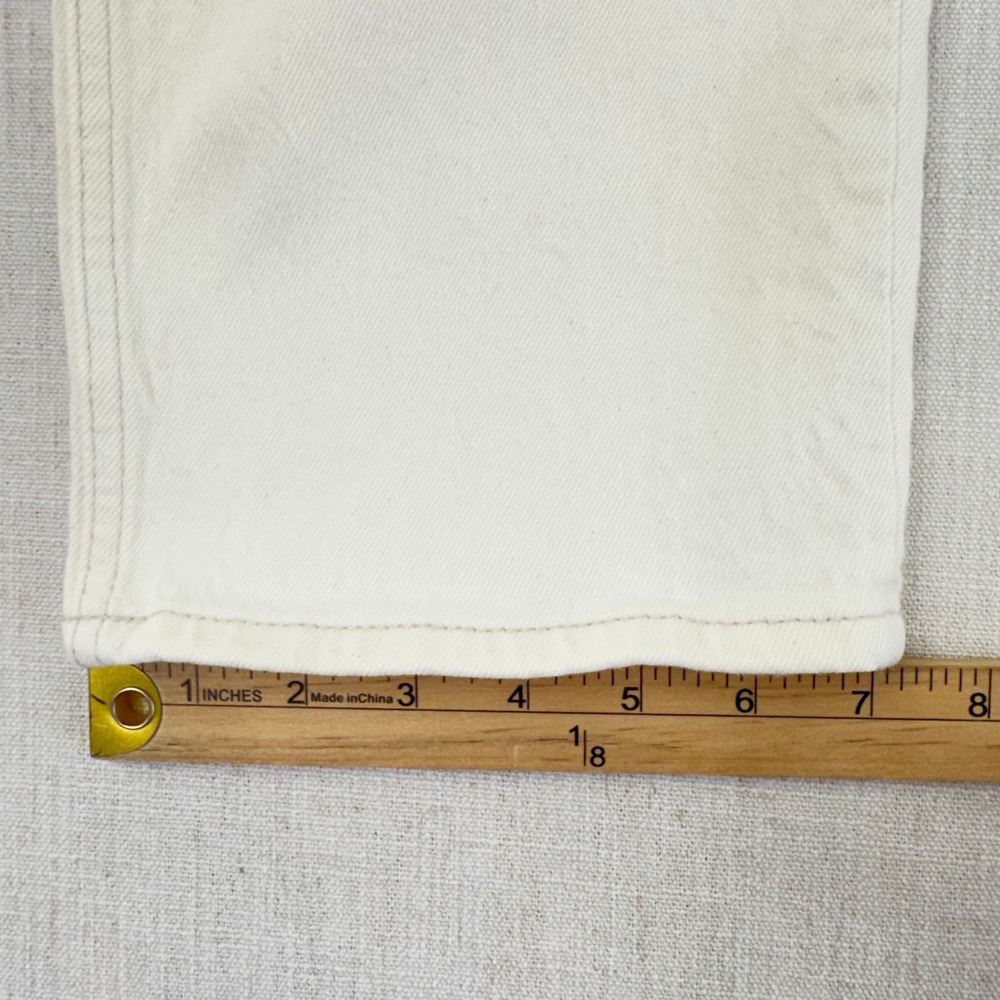 Abercrombie Curve Love 90s Straight Jeans 27 4Short Ivory Faux Leather High Rise - Picture 12 of 16
